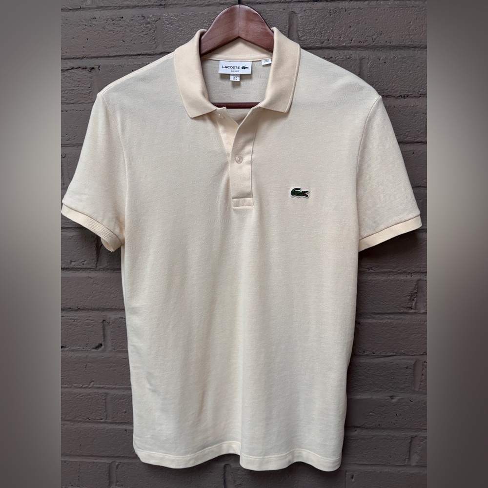 Lacoste pale, yellow polo shirt S - Slim fit